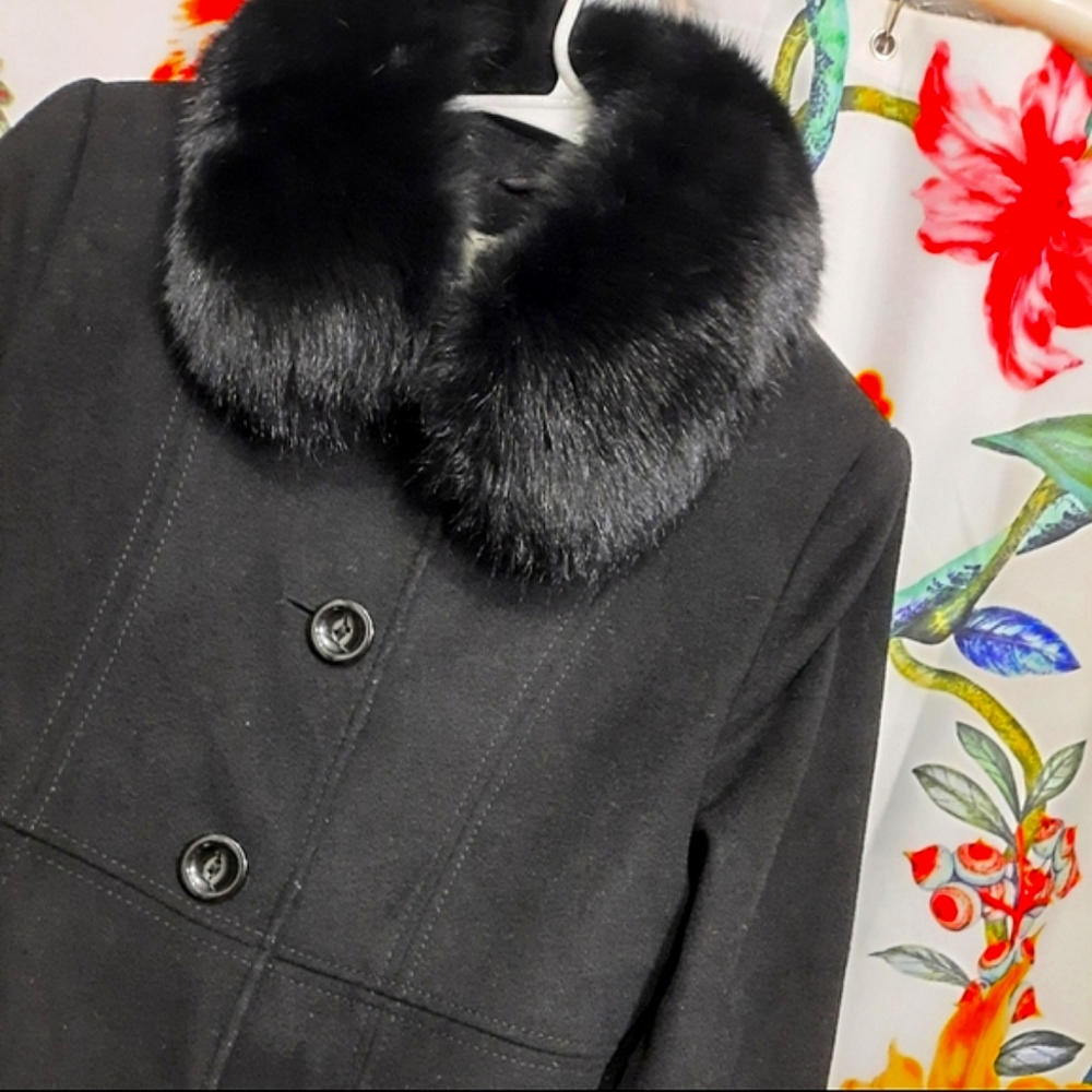 ~{Forecaster}~ Vintage dyed fox fur trench coat.